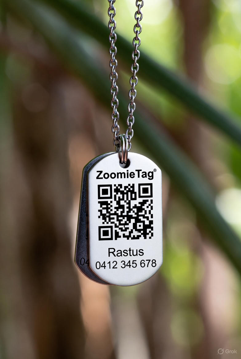 Pet tag with QR code