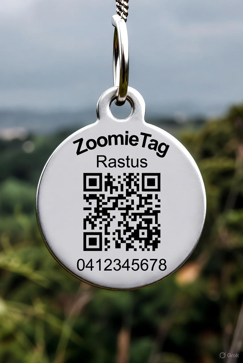 Pet tag with QR code