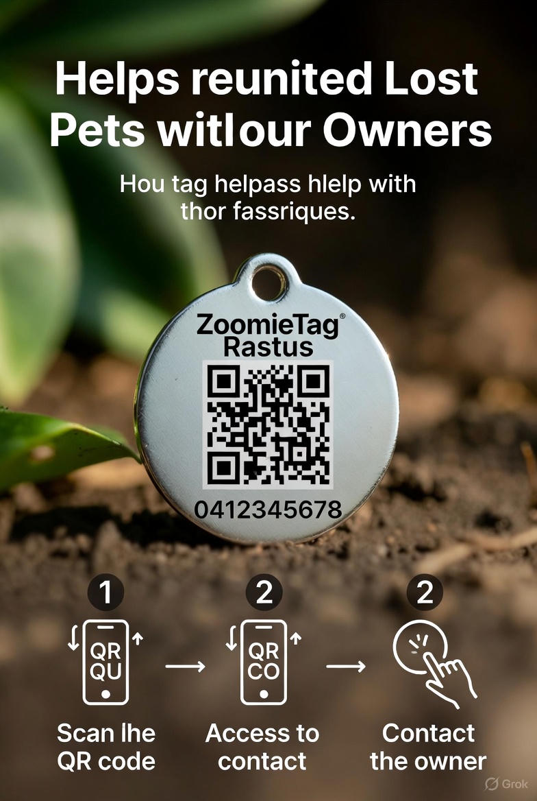 Pet tag with QR code
